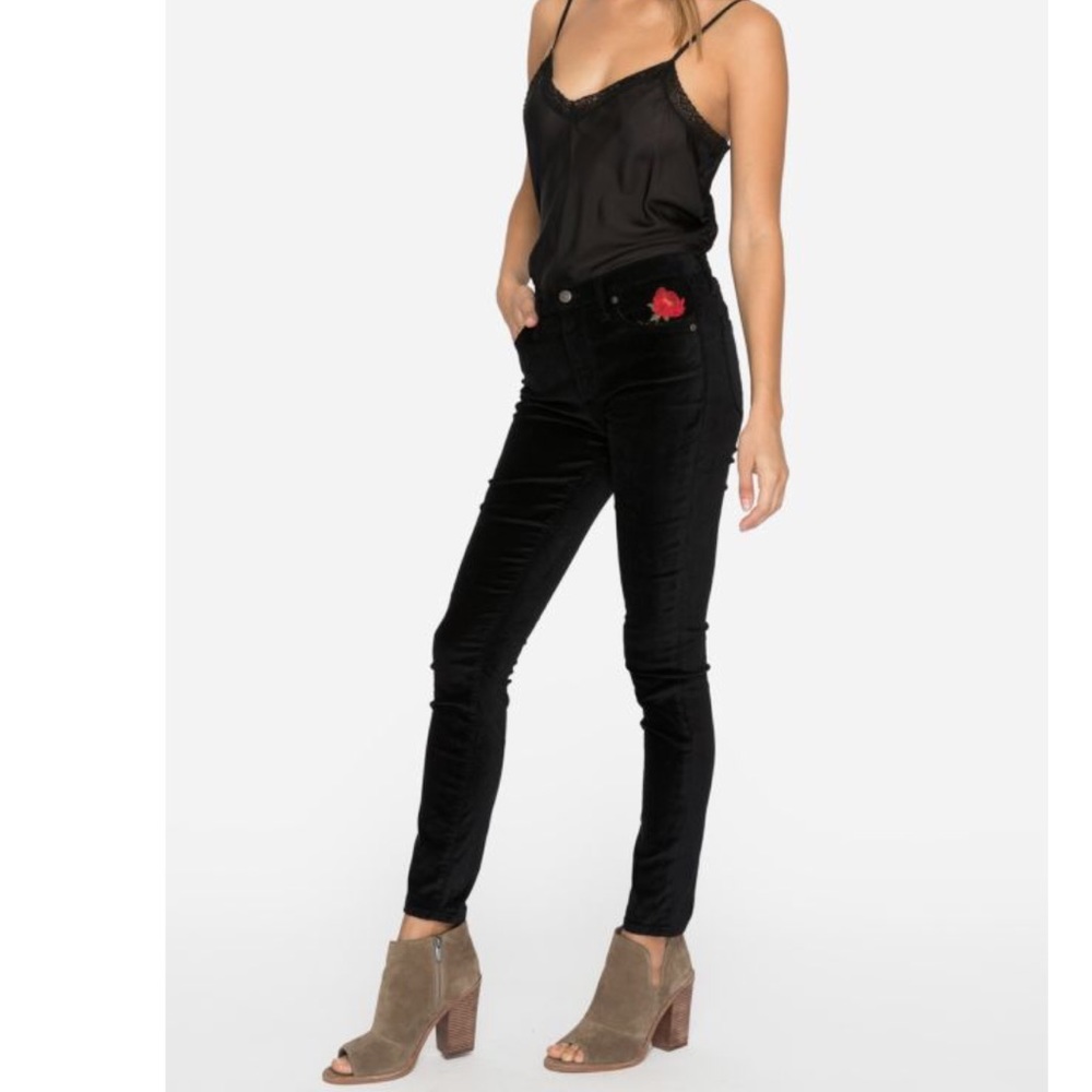 Johnny was black velvet skinny jeans 30